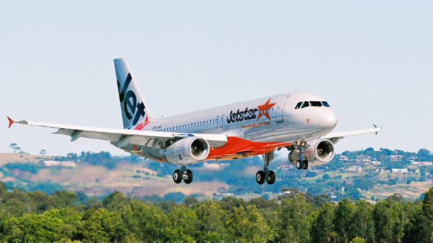 A Jetstar plane (infants not pictured).