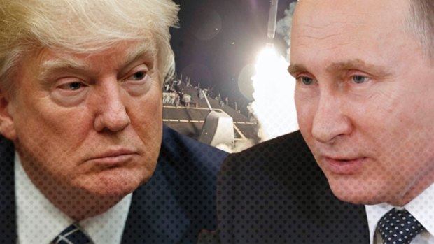 Face-off: DOnald Trump and Vladimir Putin.