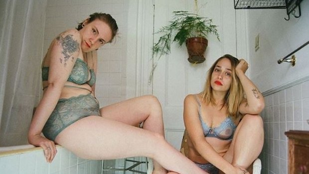 Jemima Kirke (right) and Lena Dunham pose for the Lonely Girls Project.
