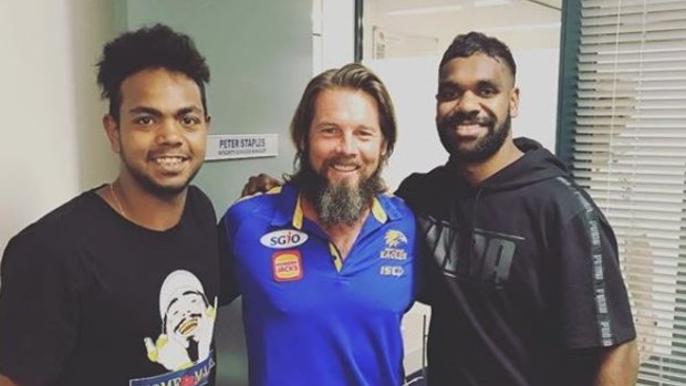 Ben Cousins with West Coast Eagles players Willie Rioli and Liam Ryan.