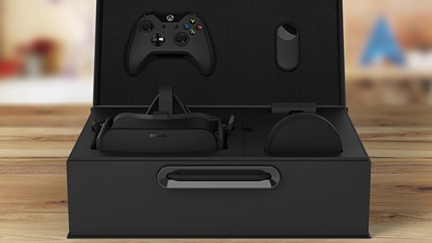 What's in the box: a Rift, the USB sensor, an Xbox One controller and an Oculus Remote.