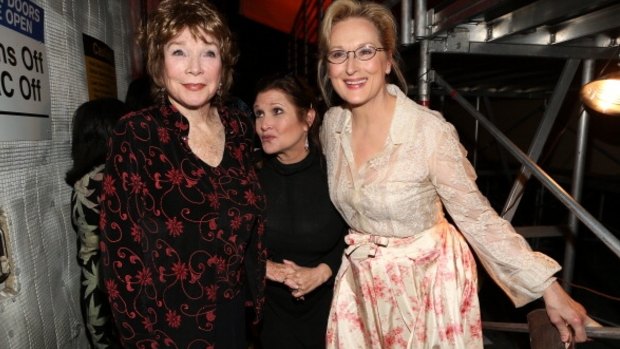 Carrie Fisher, centre, with Shirley Maclaine and Meryl Streep.