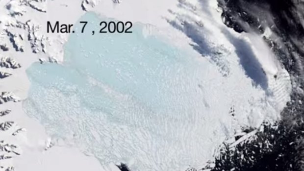 The bulk of the ice shelf had broken up by March 2002.