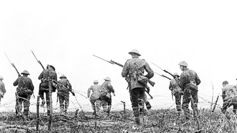 A generation of young men marched to the front in World War I, often singing and with cheerful abandon, at least in the beginning, to be slaughtered.
