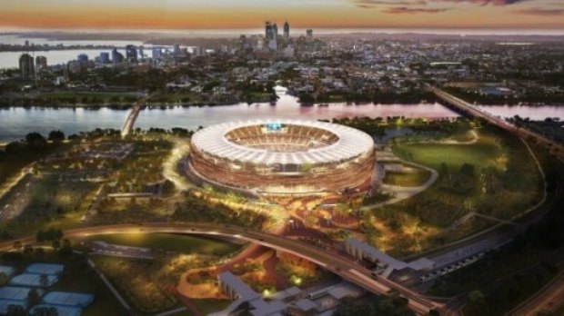 The new Perth stadium with the new imaginative name: Perth Stadium.