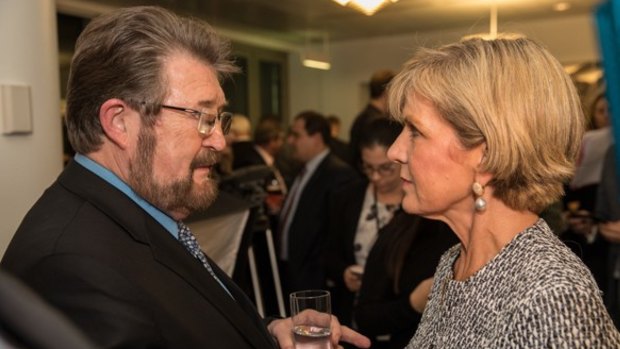 Senator Derryn Hinch with Julie Bishop at the industry event.  