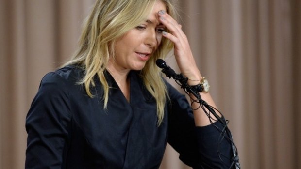 Confession: Maria Sharapova confronts the media in March.