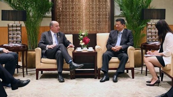 Stuart Robert at one of the formal meetings. 