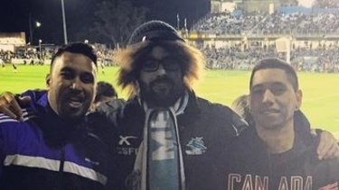 Incognito: Andrew Fifita, second from left, at Remondis Stadium on Monday night.