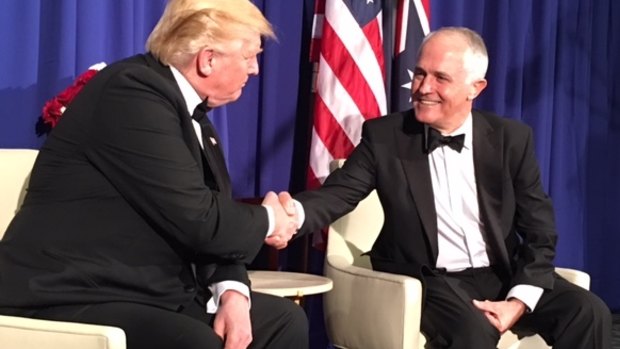 The Donald Trump and Malcolm Turnbull handshake. 