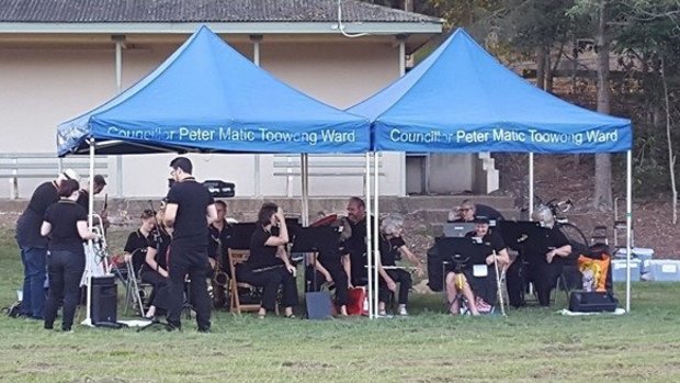 LNP councillors, such as Peter Matic, typically have blue gazebos.