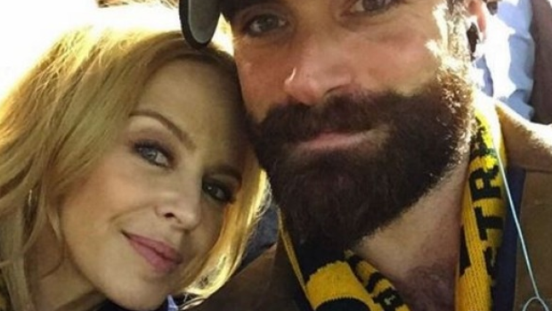 Kylie Minogue and Joshua Sasse posed for a selfie during the rugby World Cup.