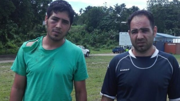 Iranian refugees Mehdi and Mohammad claim they were bashed by police and immigration officials on Manus Island on New Year's Eve.