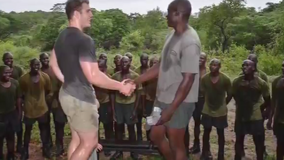 Powerful: David Pocock with the anti-poaching Malilangwe scouts.