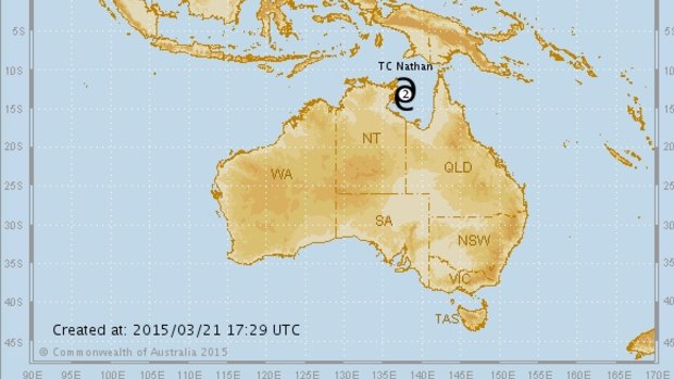 Category 2 Cyclone Nathan approaching the Northern Territory.