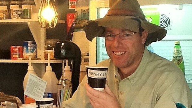 Tim samples the 'Henry' sized coffee at Mayfield Mews in Bowning.