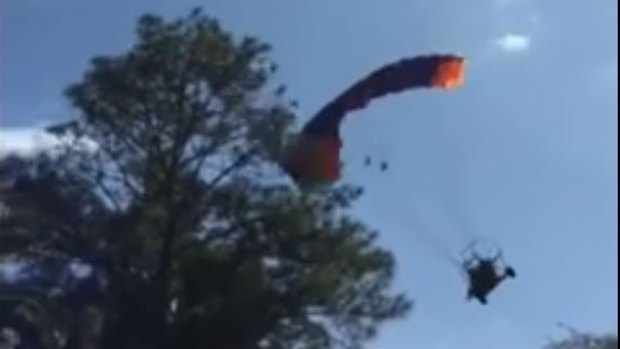 A motorised paraglider has crashed at a busy country hunting competition.