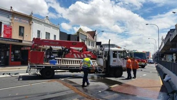All citybound lanes closed on Parramatta Road at Leichhardt after a truck collided with a barrier.