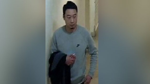 CCTV footage from a shopping centre in Brunswick where a man allegedly followed a woman into the parents' room toilets.