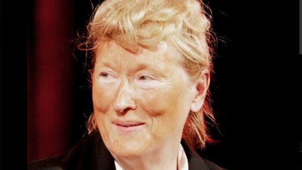 Meryl Streep dons a wig and orange face paint to impersonate Donald Trump.