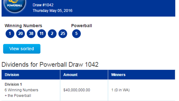 The numbers say it all for the one national Thursday night division one Powerball winner.