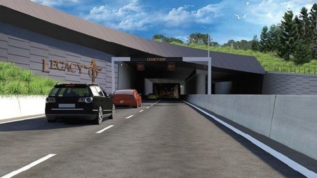 An artist impression of the western entrance of Legacy Way.