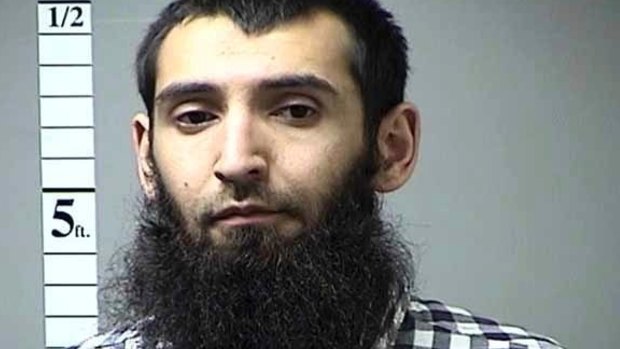 This undated photo provided by St. Charles County Department of Corrections via KMOV shows the Sayfullo Saipov. 