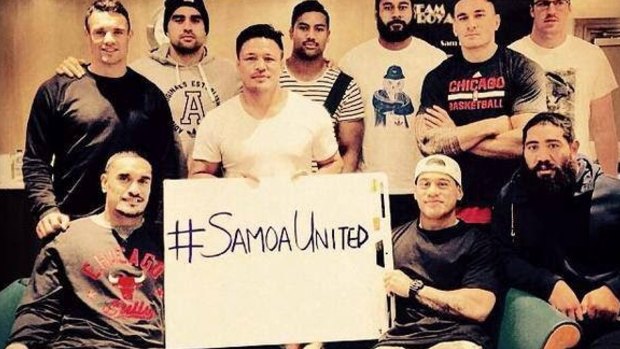 SUPPORT FOR SAMOA: A number of star All Blacks tweeted this photo in support of Samoa's rugby players who are embroiled in a dispute with their national union. 