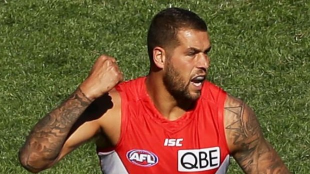 Lance Franklin booted eight goals against the Lions