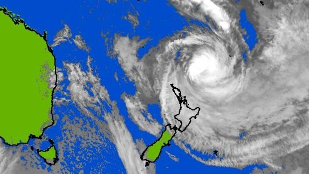 This image shows Cyclone Pam  north of New Zealand at 6pm, local time, on Sunday.