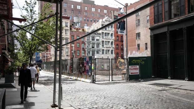 The site in SoHo, where the apartment complex with the $US1 million car spots is being built.