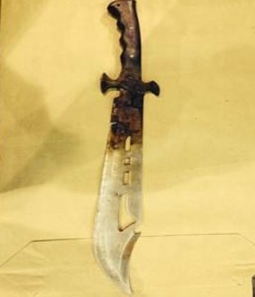 The knife seized in a police search of a vehicle in Casey.