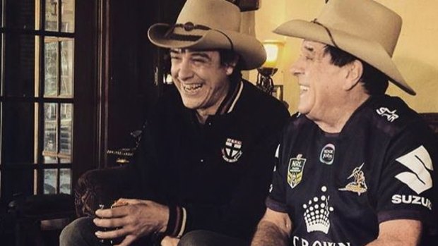 Samuel Johnson, who plays him in the new mini-series, with Molly Meldrum. 