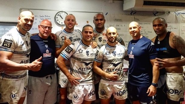 Former Brumbies Nic White, Jesse Mogg and Jake White joined Montpellier teammates Nemani Nadolo and Pier Spies in shaving their heads to support Christian Lealiifano.