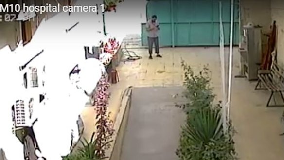 CCTV footage of an airstrike on the M10 hospital in eastern Aleppo.