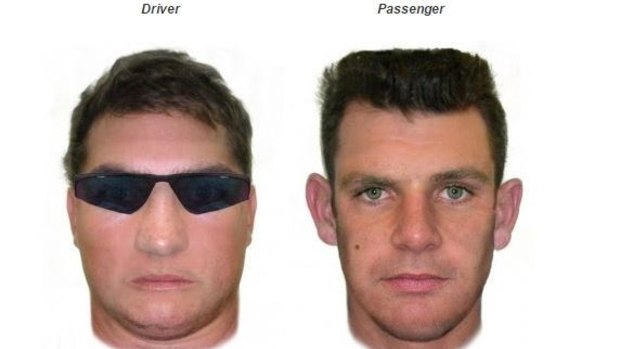 Police believe these two men were driving a white Mazda sedan near The Willows State School in Kirwan when he and his passenger tried to get a nine-year-old boy to get in the car.