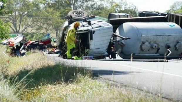 A man has died after the car he was driving collided with an oil tanker on the Bruce Highway at Chatsworth.