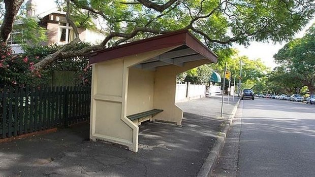 The Hunters Hill bus stop where Terrence John Leary stabbed and tried to rape a woman.