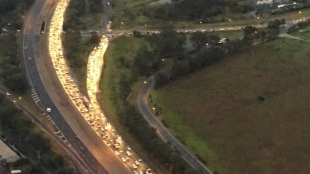 Traffic is banking up on the Bruce Highway after a crash at Murrumba Downs.