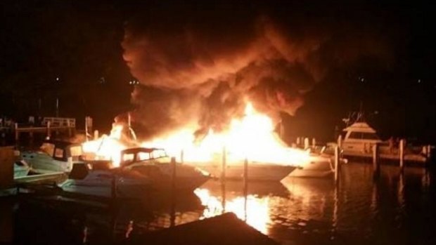 Police are investigating the cause of a fire which destroyed three boats and damaged several others at Toronto.