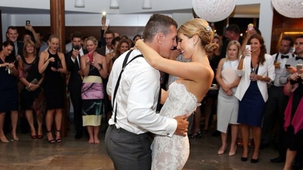 A photo posted on Instagram of Greg Bird dancing with his bride Becky Rochow.