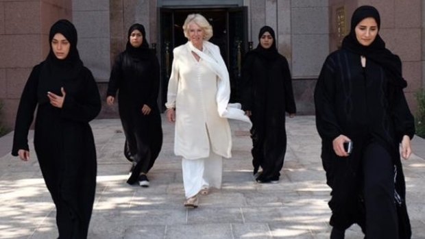 The Duchess of Cornwall was accompanied by female members of the UAE Presidential Guard for her tour of the Middle East.