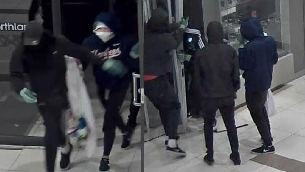 Images taken from CCTV footage of the men wanted over the carjacking and shopping centre burglaries.