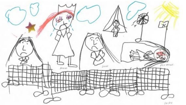 A drawing by a seven-year-old girl in immigration detention.