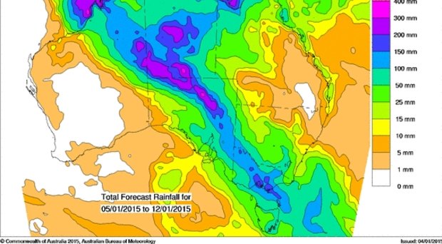 Computer models point to potentially heavy rains over the coming eight days.
