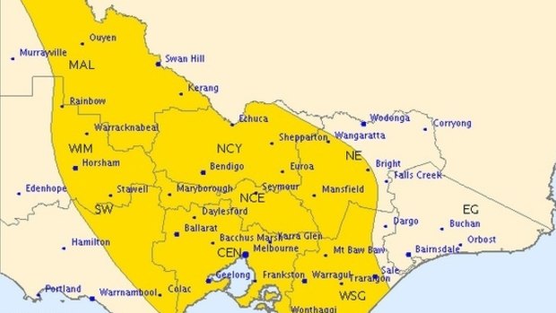 The Bureau of Meteorology has issued a general thunderstorm warning for much of the state.