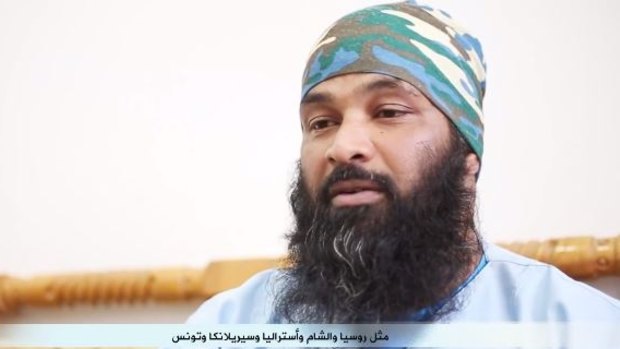 Mohomed Unais Mohomed Ameen, shown here in an Islamic State propaganda video, reportedly lived in Melbourne and carried an Australian passport.  
