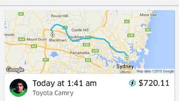 The $720 fare for a 40-minute ride. 