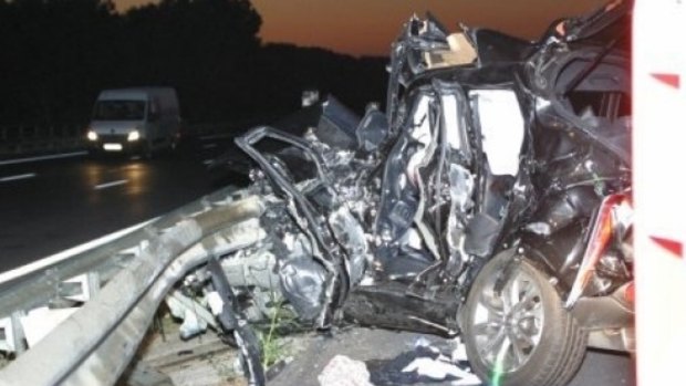 Jerry Collins car collided with a bus at 4.30am.