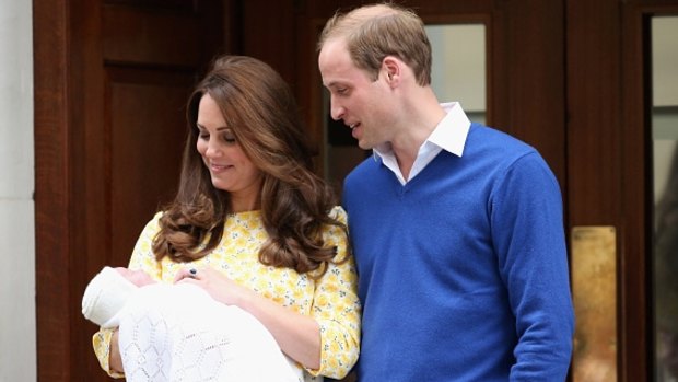 The Duke and Duchess of Cambridge introducing Prince George to the public in 2013.
